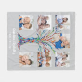 おばあちゃんの7フォトコラージグレイ フリースブランケット (正面(横))