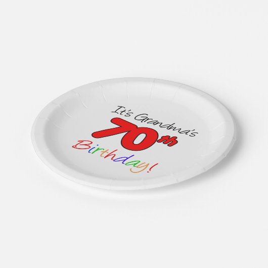 おばあちゃんの70歳の誕生日パーティープレート ペーパープレート (アングル)