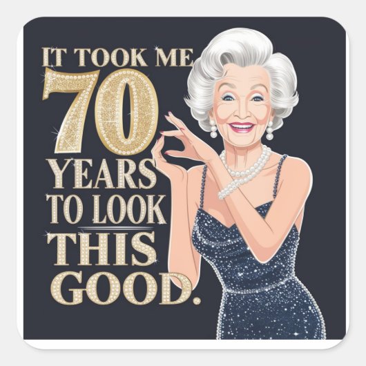 おばあちゃんの70歳の誕生日 スクエアシール (正面)