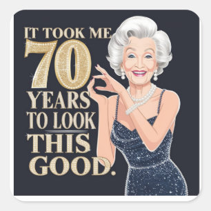 おばあちゃんの70歳の誕生日 スクエアシール
