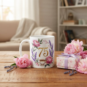 おばあちゃんの75歳の誕生日記念 花柄の特別なマグカップ コーヒーマグカップ