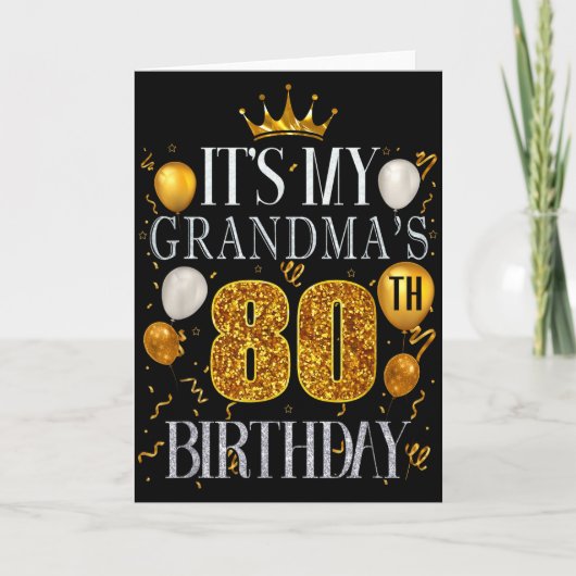 おばあちゃんの80歳の誕生日 おめでとう 80年 カード (正面)