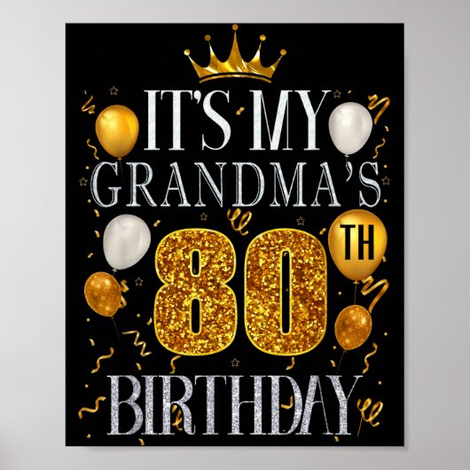 おばあちゃんの80歳の誕生日 おめでとう 80年 ポスター (正面)