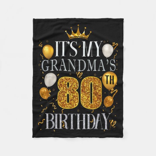 おばあちゃんの80歳の誕生日 おめでとう 80歳 フリースブランケット (正面)