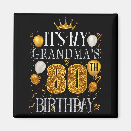 おばあちゃんの80歳の誕生日 おめでとう 80歳 マグネット (正面)