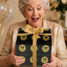 おばあちゃんの80歳の誕生日 金色 黒 ラメ入り太陽