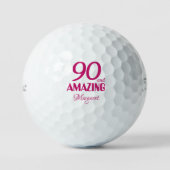 おばあちゃんの90歳の誕生日 - すばらしいピンクの90歳 ゴルフボール (正面)