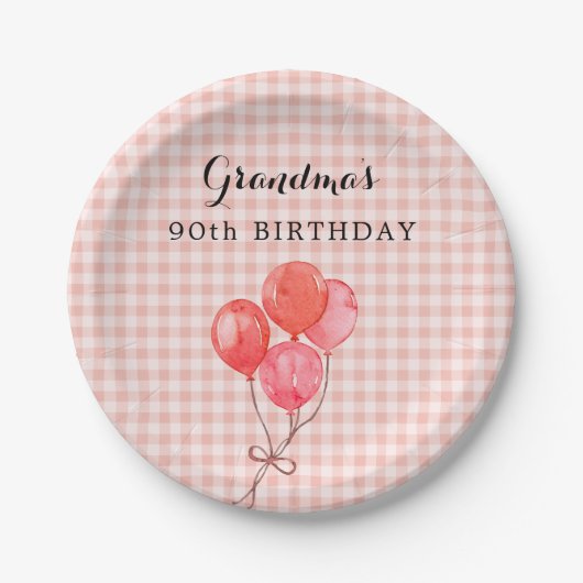 おばあちゃんの90歳の誕生日 ペーパープレート (正面)
