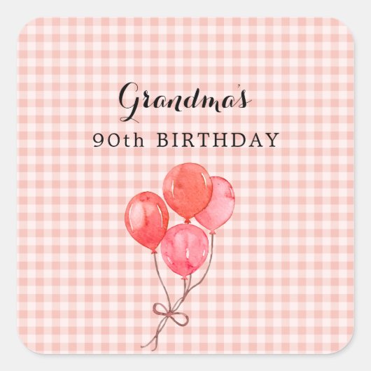 おばあちゃんの90誕生日 スクエアシール (正面)