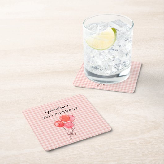 おばあちゃんの90誕生日 スクエアペーパーコースター (インサイチュ)