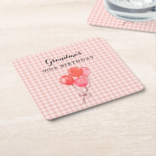 おばあちゃんの90誕生日 スクエアペーパーコースター (アングル)