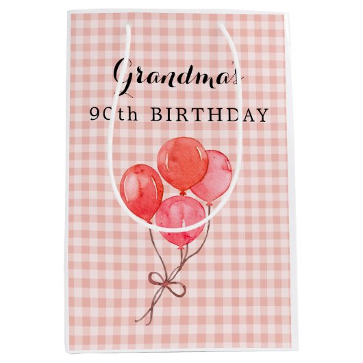 おばあちゃんの90誕生日 ミディアムペーパーバッグ (正面)