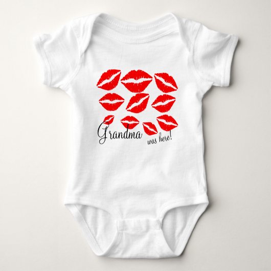 おばあちゃんはここにいたキスベビーボディスーツ ベビーボディスーツ (正面)
