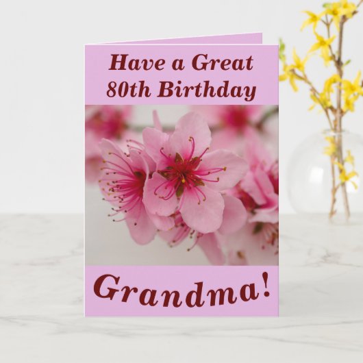 おばあちゃんはっきりしたのための明るく80誕生日カード カード (黄色い花)