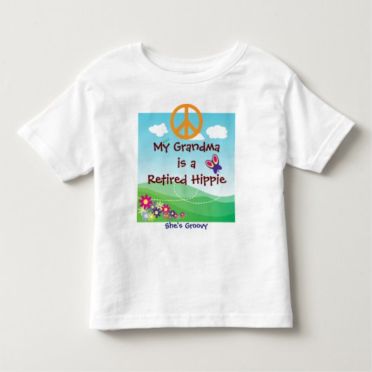 おばあちゃんはヒッピー退職しただ トドラーTシャツ (正面)