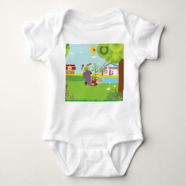 おばあちゃんはブランコに揺れている ベビーボディスーツ