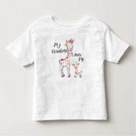 おばあちゃんは私をキリンが大好き トドラーTシャツ