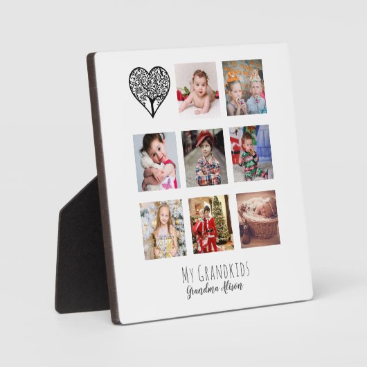 おばあちゃんは自分の家族の木の写真コラージギフトが大好き フォトプラーク (正面)