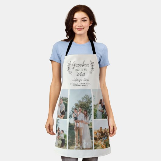 おばあちゃんは食べ物の味が可愛い写真コラージュを作る エプロン (着用した状態)