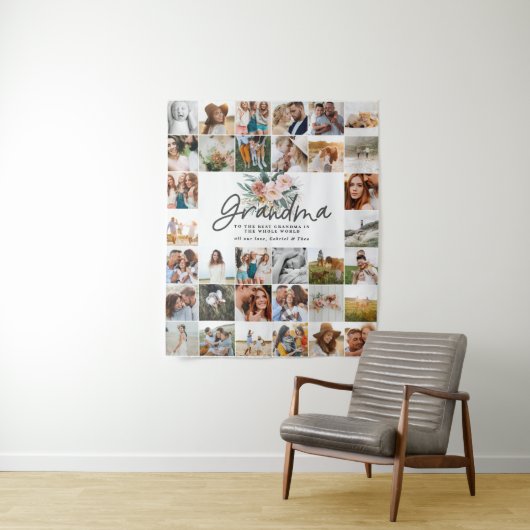 おばあちゃんへのギフト　多写真　美しい花のデザイン タペストリー (インサイチュ)