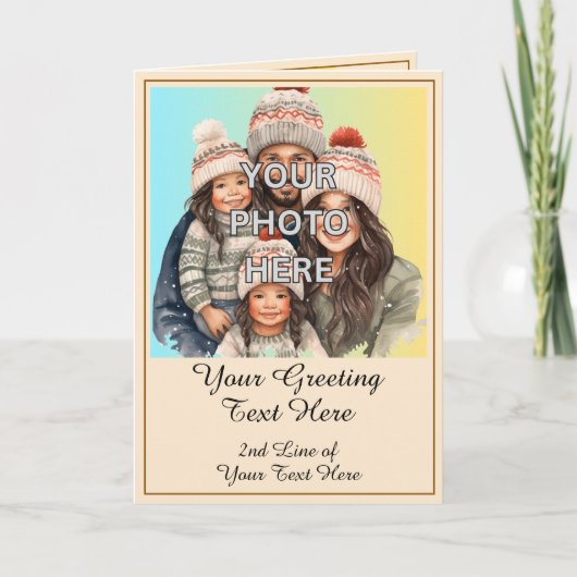 おばあちゃんへの写真3枚と子供たちの詩を追加 カード (正面)