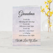 おばあちゃんへの励ましの詩 デザイン グリーティング カード (黄色い花)
