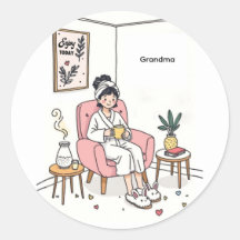 おばあちゃんへの母の日 コージィでリラックスしたイラスト