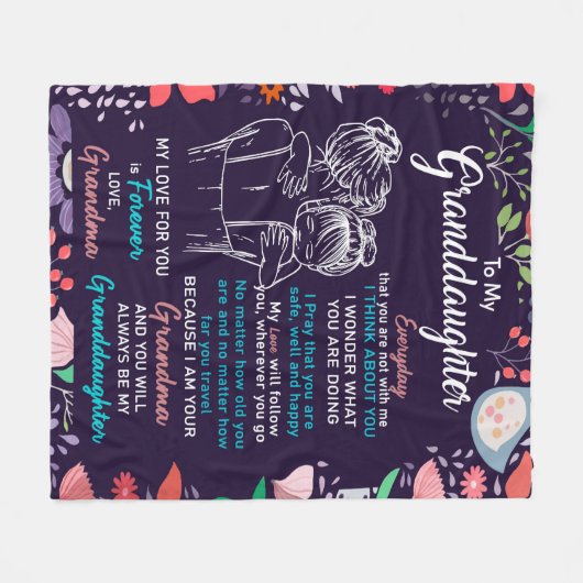 おばあちゃんへの花好きのお土産 フリースブランケット (正面(横))