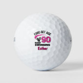 おばあちゃんへの90歳のカスタムギフト FORE-get Age 90 ゴルフボール (正面)