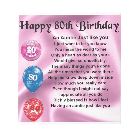 おばあちゃんへ - 80歳の誕生日 ノートパッド (正面)