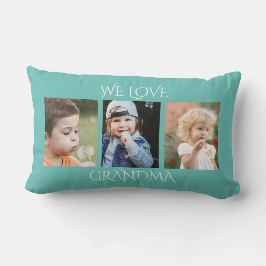 おばあちゃんを愛してる フォト コラージュ ランバークッション (裏面)