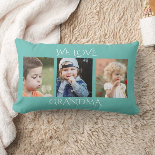 おばあちゃんを愛してる フォト コラージュ ランバークッション (ブランケット)