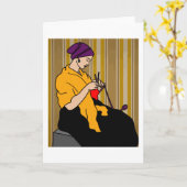 おばあちゃんアットザ編み物ホビークロッチング カード (黄色い花)