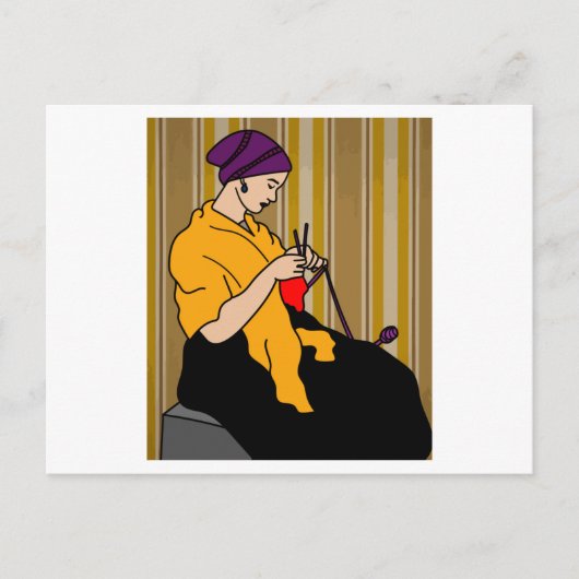 おばあちゃんアットザ編み物ホビークロッチング ポストカード (正面)