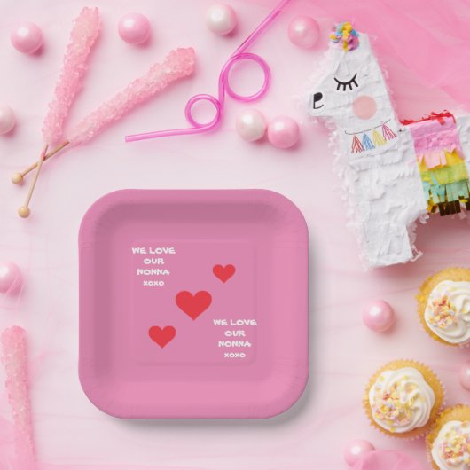 おばあちゃんイタリアンNONNA愛する可愛いピンク ペーパープレート (パーティー)