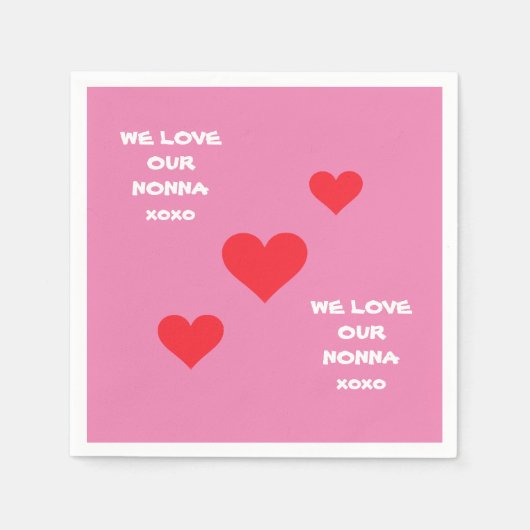 おばあちゃんイタリアンNONNA私たちはあなたを愛かわいい紙 スタンダードカクテルナプキン (正面)