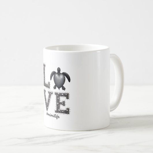 おばあちゃんウミガメ – ラブミミイライフ海ウミガメ， Mimi T コーヒーマグカップ (正面右)