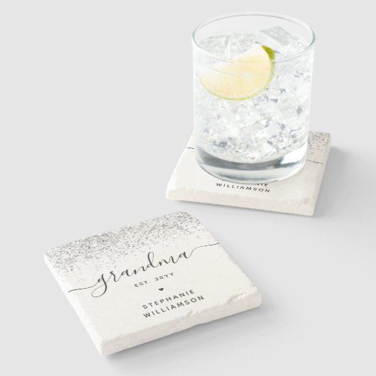 おばあちゃんエストグリッター紙吹雪カスタムおばあちゃんギフト ストーンコースター (横)