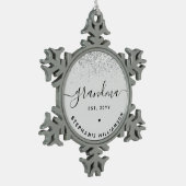 おばあちゃんエストグリッター紙吹雪カスタムおばあちゃんギフト スノーフレークピューターオーナメント (左)