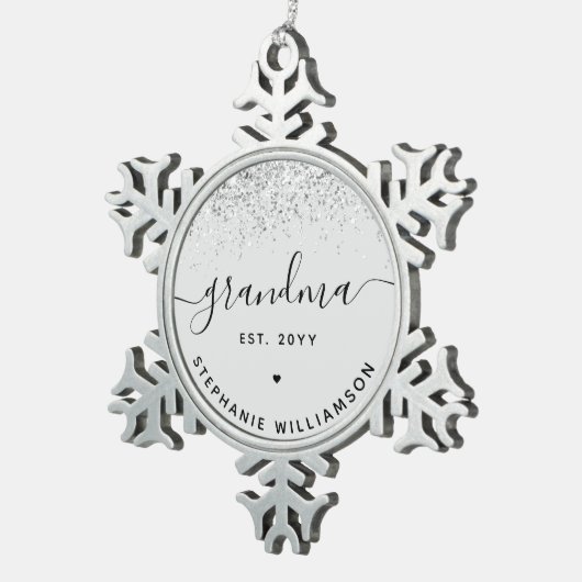 おばあちゃんエストグリッター紙吹雪カスタムおばあちゃんギフト スノーフレークピューターオーナメント (右)