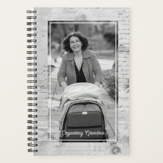 おばあちゃんエレガントの白黒写真の整理 プランナー手帳 (正面)
