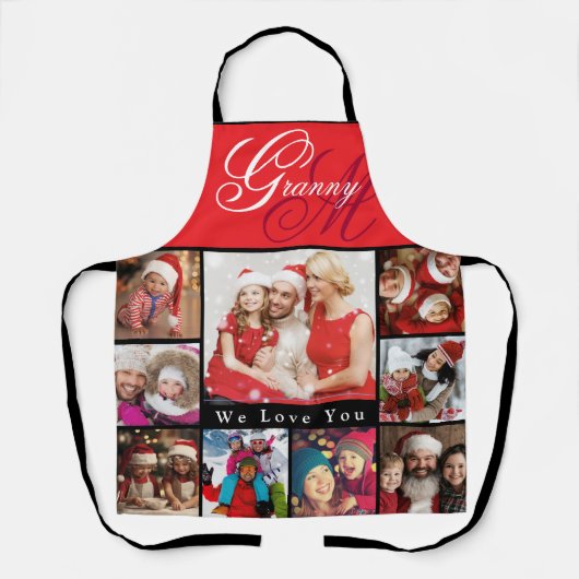 おばあちゃんエレガントフォトレッドエプロン エプロン (正面)