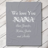 おばあちゃんエレガントラブナナカスタムファミリーかわいいグレー フリースブランケット