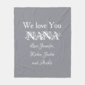 おばあちゃんエレガントラブナナカスタムファミリーかわいいグレー フリースブランケット (正面)