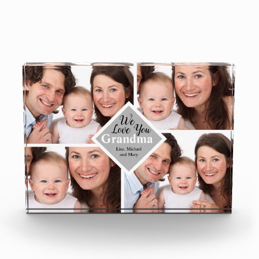 おばあちゃんエレガント家族4枚の写真名スクリプト フォトブロック (正面)