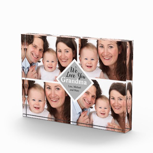 おばあちゃんエレガント家族4枚の写真名スクリプト フォトブロック (右)