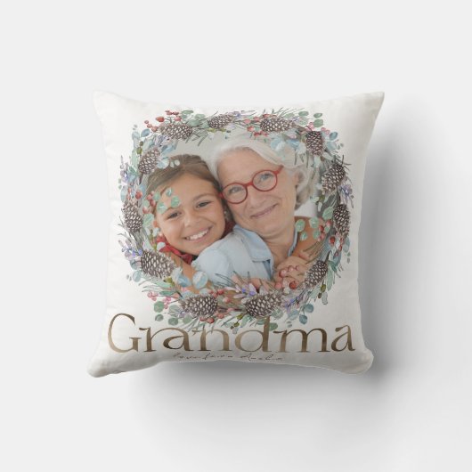 おばあちゃんエレガント金ゴールドフェイク植物性クリスマス クッション (裏面)