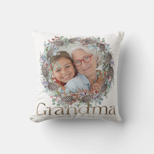 おばあちゃんエレガント金ゴールドフェイク植物性クリスマス クッション (正面)