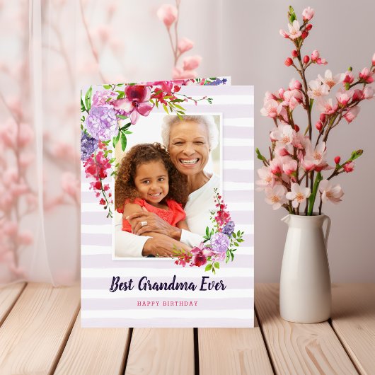 おばあちゃんエヴァー誕生日の写真グリーティングカード カード
