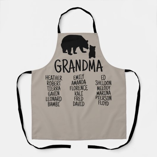 おばあちゃんカスタマイズの名前で贈るギフト エプロン (正面)